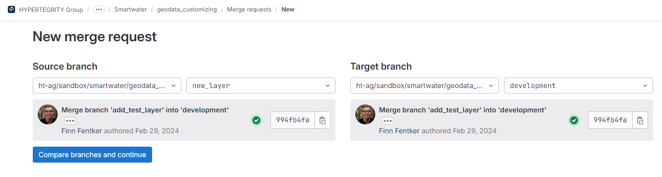 Merge einer geprüften Masterportal-Konfigurationsänderung